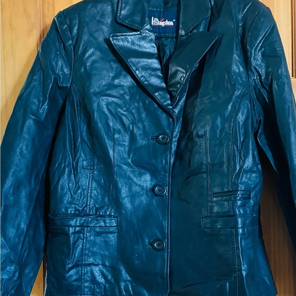 Teal Leather Blazer with Tailored Fit and Structured Design.    Not refund after - Picture 1 of 1